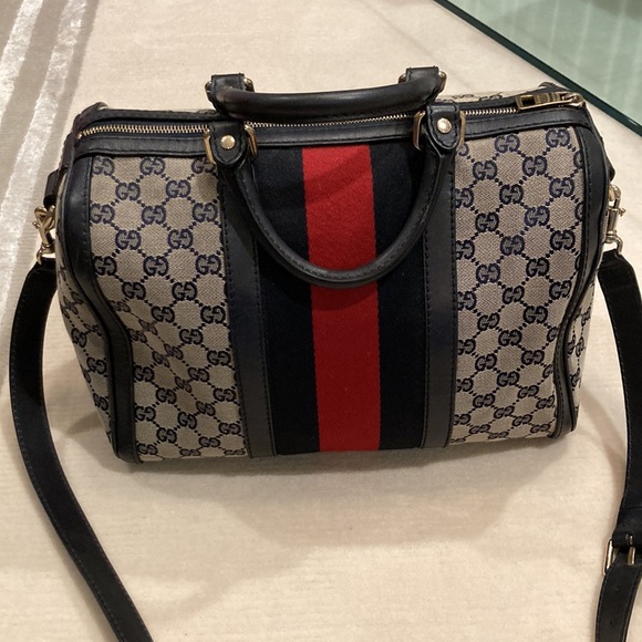 Authentic Gucci Web Boston Bag GG Canvas Medium - Picture 5 of 7